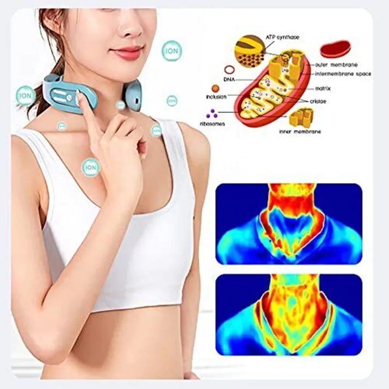 Device,Intelligent Neck Massager with Heat Blue Hot